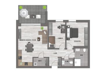 Moderne NEUBAU 3-Zimmerw. mit Balkon direkt in der Innenstadt
