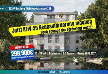 BESTPREIS! 4 ZKB NEUBAU Hamburg ab 1% ZINS 100.000 € KfW-Kredit mit individueller Ausstattung möglich