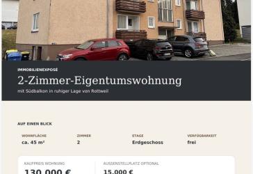 ✅ Helle 2-Zimmer-Eigentumswohnung mit Südbalkon in ruhiger Lage von Rottweil