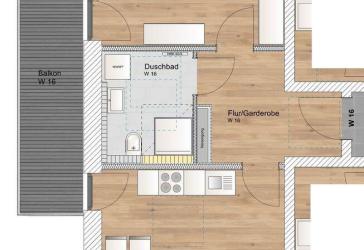 2 Zimmer DG Wohnung mit Westbalkon