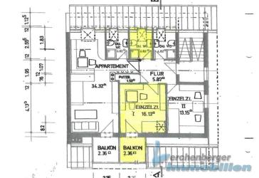 Möbliertes DG-Zimmer mit Kochnische zentrumsnah in Plattling