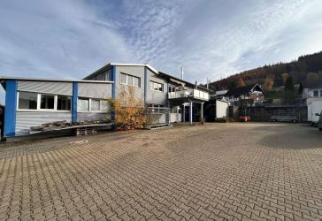 Gewerbefläche mit großer Einfahrt und Parkplätzen in Gönnern