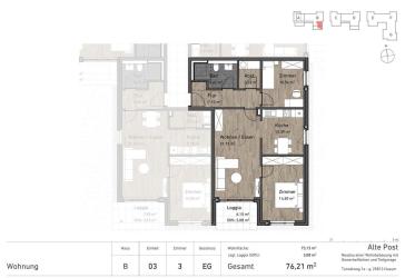 Gehobene 3-Zimmer-Neubauwohnungen im KfW-55-Standard 75-85 m2 mit Loggia, Aufzug und Tiefgaragenplatz im Quartier Alte Post