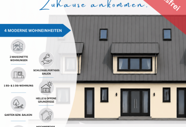 NEUBAU: 2 Maisonette-Wohnungen & 1 Obergeschoss-Wohnung & 1 Erdgeschoss-Wohnung mit Garten oder Balkon