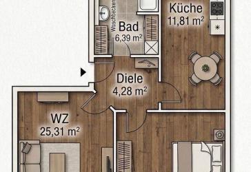 Frisch modernisierte 2-Zimmer-Wohnung mit Balkon und Keller – ca. 72 m²