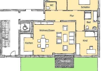 Hochwertig ausgestattete 3-Zi. Wohnung mit Terrasse und Gartenanteil im EG