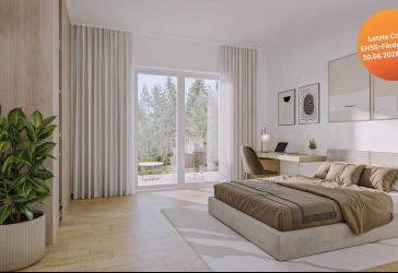 Moderne Architektur trifft auf ländliche Idylle: 3-Zimmer-Wohnung mit Balkonzugang vom Schlafzimmer