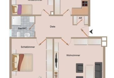 Helle 3-Zimmer-Wohnung mit Terrasse
