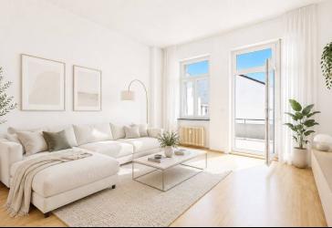 Helle Vier-Zimmer-Altbauwohnung mit Balkon in Mainnähe