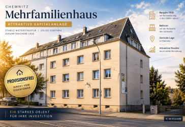 provisionsfreis Mehrfamilienhaus mit Balkonen in Chemnitz zu verkaufen, hohes Entwicklungspotential