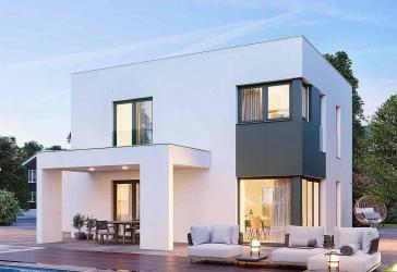 Kubischer Wohntraum: Moderner Neubau für junge Familien mit KfW 40 Standard