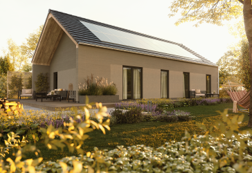 Bungalow mit Kathedraldecke.