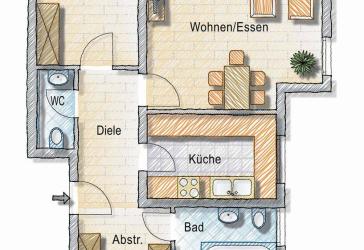 Schöne und gut geschnittene 3 Zimmer-Wohnung - bevorzugte Ortsrandlage