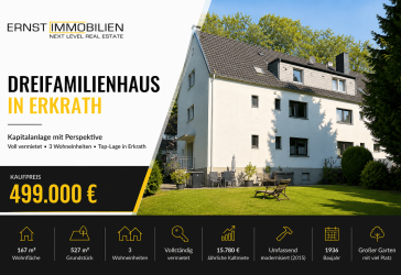 Kapitalanlage oder Selbstnutzung: saniertes 3-Familienhaus, vollständig vermietet, mit großem Garten in TOPP-Lage
