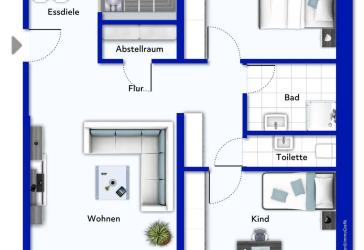 3-Zimmer-Wohnung im Erdgeschoss mit Balkon