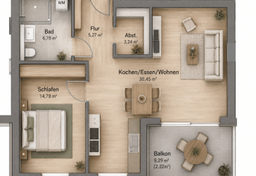 Hochwertige Eigentumswohnung im 1. OG mit Südbalkon