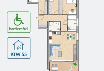4-ZIMMER NEUBAUWOHNUNG MIT 21,56m² SÜDBALKON - barrierefrei - KfW 55
