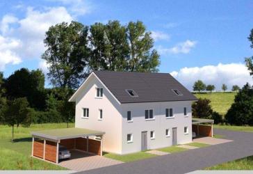 Neubaugebiet 'Bühli' in Achern-Mösbach: Doppelhaushälfte mit 138,6 m² Wohnfl., Doppelcarport