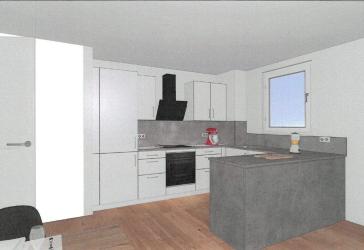 Ganz oben: 3 Zi-Dachwohnung mit großem Balkon, EBK, Carport