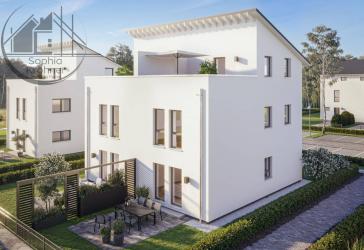 Dachterrasse, 3 Etagen DHH in der Stadt bauen