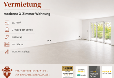 Modern. Hell. Erstbezug - Ihre neue 3-Zimmer-Neubauwohnung