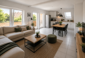 Großzügige 4-Zimmer-WG / Dachgeschosswohnung mit offenem Wohnbereich, zwei Bädern, Balkon, Garage und drei Stellplätzen