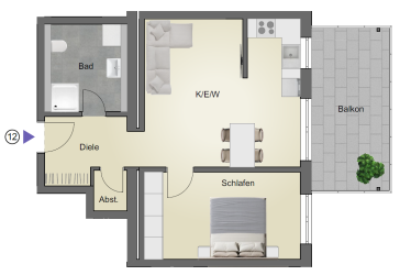 Neubau mit Bestandswänden / 2 ZIMMER / DonauBlick