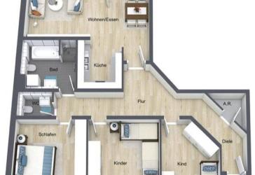 Familienfreundliche 4-Zimmer-Wohnung mit Balkon und moderner Raumaufteilung