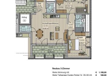 Neubauwohnanlage 'le quartier ècole' 3-Zimmer Wohnung