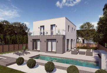 Massives Einfamilienhaus mit 2 Balkonen.