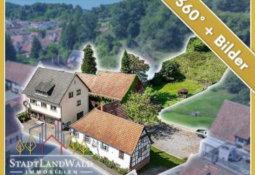 Großes Anwesen mit Pension, FeWos, vermietetem Fachwerkhaus, Scheune & Bachlauf in Erfweiler