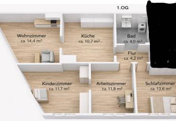 3,5-Raum-Wohnung nach Komplettsanierung neu zu vermieten