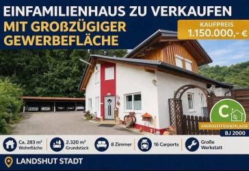 Großzügiges Einfamilienhaus mit Werkstatt + Büro! Wohnen und Arbeiten perfekt kombiniert in Landshut