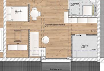 2 Zimmer DG Wohnung mit Süddachterrasse