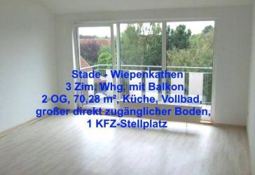 Stade - Wiepenkathen: 3 Zimmerwohnung mit Balkon u. großem Dachbodenraum