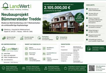 Neubauprojekt, ein von zwei modernen Mehrfamilienhäuser mit 7 Wohneinheiten im KfW-40-Standard mit QNG Zertifizierung