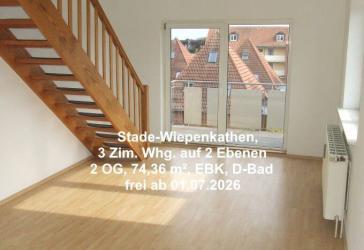 Stade - Wiepenkathen: 3 Zimmerwohnung auf 2 Ebenen mit Balkon