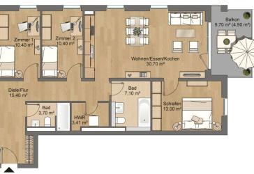 Exklusive 4-Zimmer-Wohnung in Lamboy