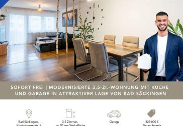 LFI | Sofort bezugsfrei | 3,5-Zi.-Wohnung mit Garage in attraktiver Lage von Bad Säckingen
