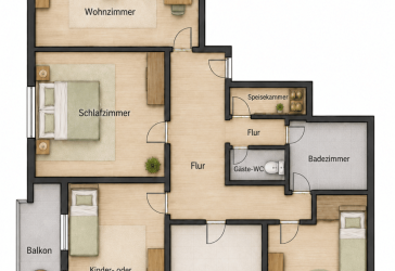 Helle 4-Zimmer Wohnung im 8. OG mit Balkon in Gunzenhausen