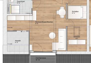 2 Zimmer DG Wohnung mit Süddachterrasse