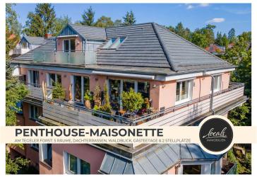 Großzügige Penthouse-Maisonette am Tegeler Forst mit 2 Dachterrassen, 2 Stellplätzen & Einbauküche