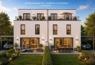 MODERNE DOPPELHAUSHÄLFTE – ARCHITEKTUR, RAUM UND WOHNQUALITÄT FÜR DIE GANZE FAMILIE 6,49 m Hausbreite | 2 Vollgeschosse | Staffelgeschoss | Keller |