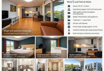 Fully Furnished 3-Room Modern Apartment with Large Balcony and Taunus Views in Oberursel