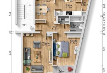 Bezugsfreie, frisch renovierte 2,5-Zimmer-Wohnung mit Balkon in Emmendingen