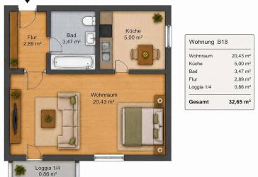 Im Grünen: 1-Zimmer-Wohnung in Suhl