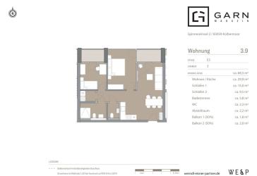 3-Zimmer Neubauwohnung mit ca. 69 m² Wohnfläche, über den Dächern der Alten Spinnerei in Kolbermoor