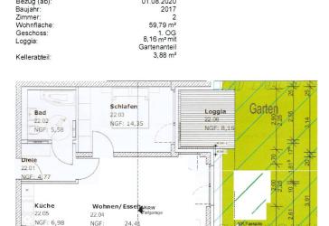 Neuwertige 2-Zimmer-Wohnung in Landshut mit Gartenanteil