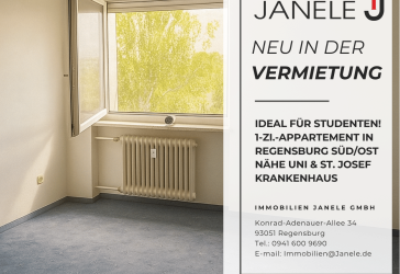 Schönes 1-Zi.-Appartement in Regensburg Süd/Ost nähe Uni / St. Josef Krankenhaus