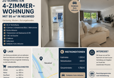 Moderne 4-Zimmer-Wohnung mit 95 m², 2 Balkonen und Stellplatz in Neuwied